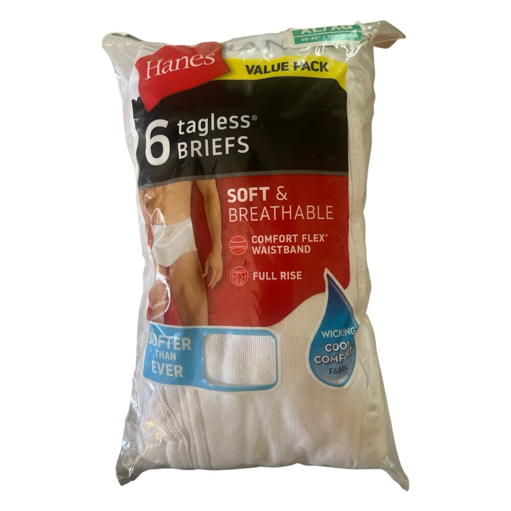 Hanes Men's XL 6 Pack Tag less Briefs